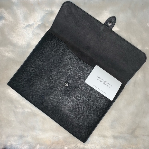 NEW! COACH Tablet Sleeve iPad Mini Black Pebbled Leather Snap Closure NWT! - Picture 3 of 14